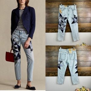 Polo Ralph Lauren Avery boyfriend Light Blue Patchwork Jeans